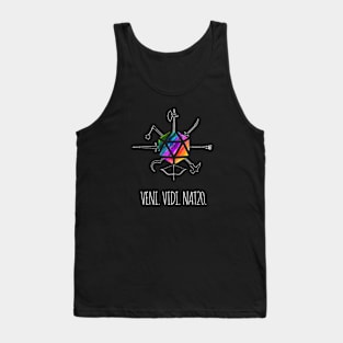 Veni. Vidi. Nat20. - rainbow & white - LGBTQ+ ttrpg dice Tank Top